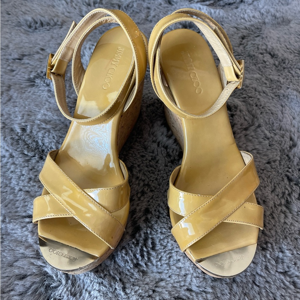 Jimmy Choo yellow/tan Wedges with straps